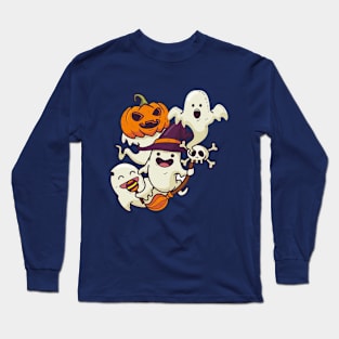 Pumpkin & Ghost design Long Sleeve T-Shirt